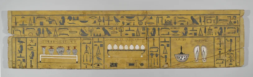 女性の棺のパネル、c.2008-1875 BC（顔料入り木材）
